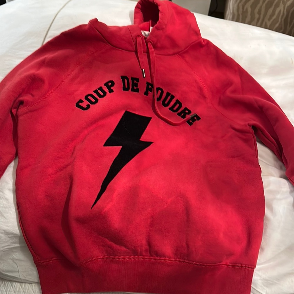 Frame size small red sweatshirt with lightning bolt “coup de foudre”